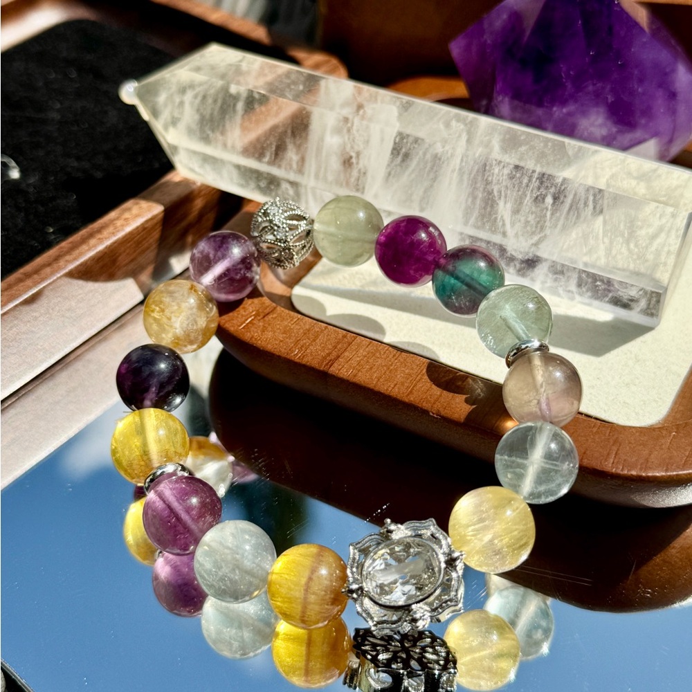 Handmade natrual fluoride Beaded Bracelet